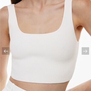 Aritzia White square neck sculpt knit  Crop Top